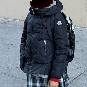 Girls Moncler peplum puffer jacket with hood sz 8